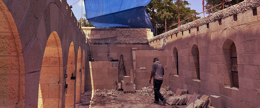Beginn der Arbeiten zur Wiederherstellung des Atriums in Tabgha.